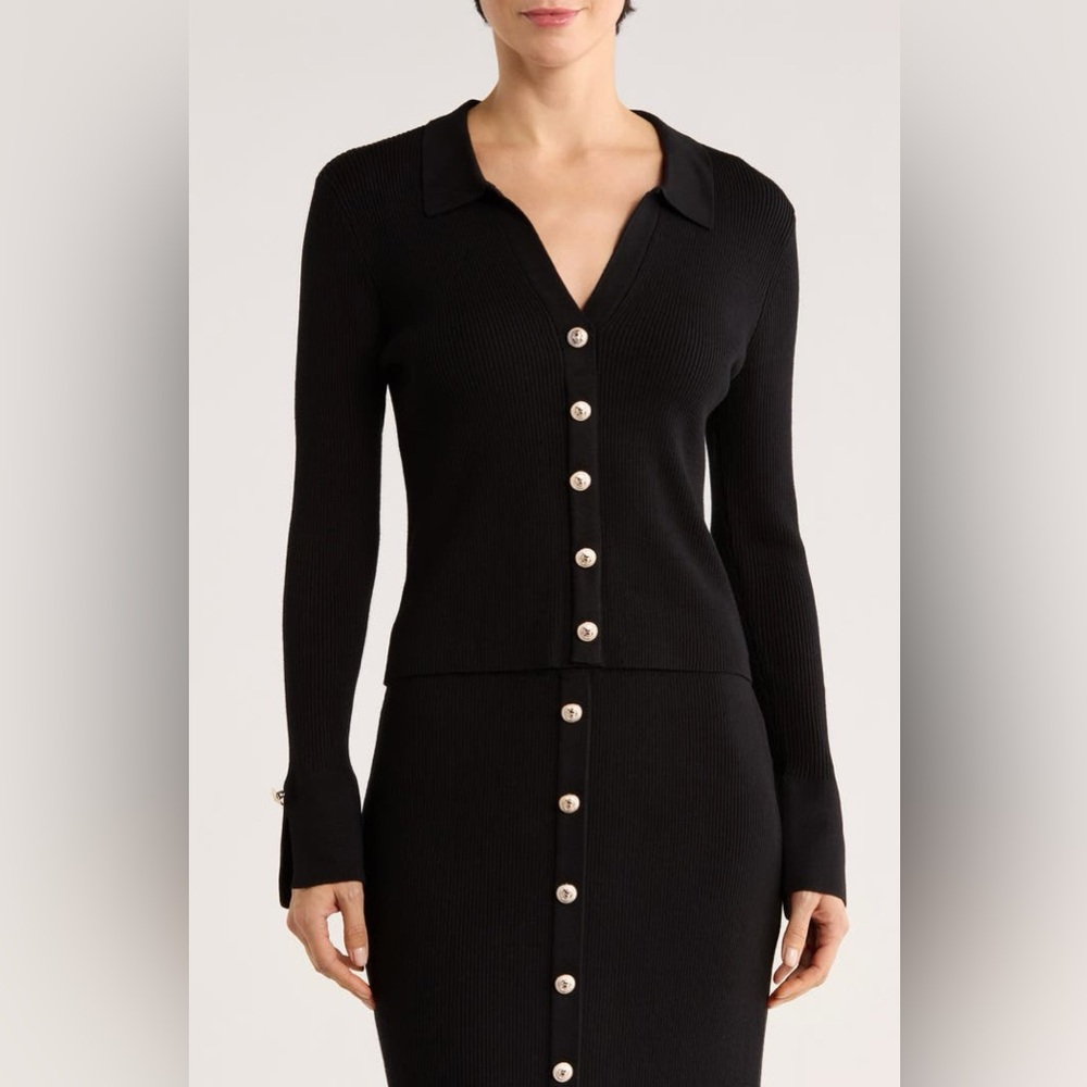 Ellen Tracy Collared Button Cardigan & Skirt - Picture 1 of 14